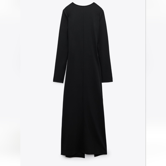 Zara Asymmetric Neck Black Dress Long Sleeve size medium M - Picture 6 of 8